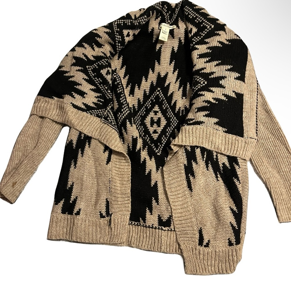 John Paul Richard Black and Tan Patterned Women's Sweater